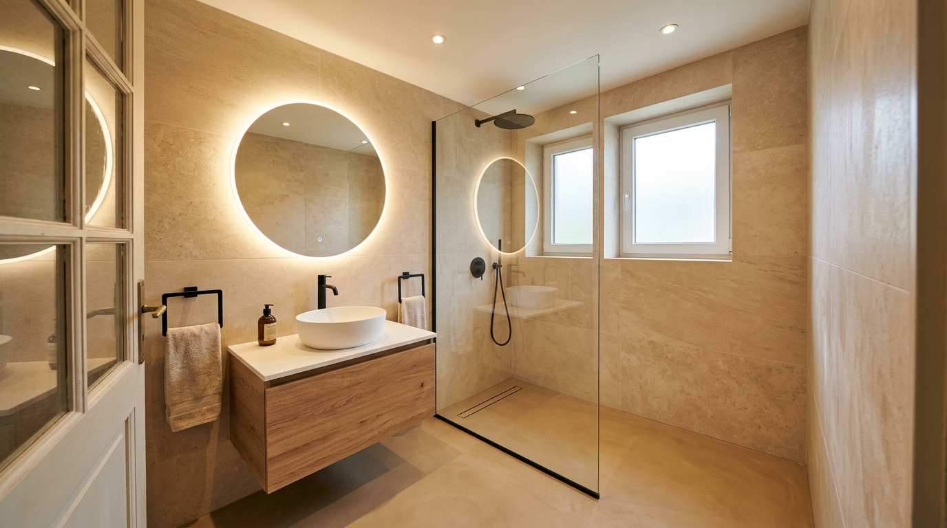 Carrelage et faïence d'une douche à l'italienne contemporaine à Laval